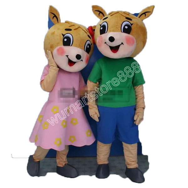 Sika cerf Couple mascotte Costume carnaval unisexe tenue adultes taille noël fête d'anniversaire en plein air habiller accessoires promotionnels