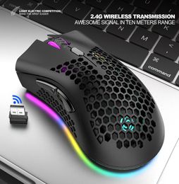 Souris de jeu silencieuse 24g Wireless 3 niveaux DPI RVB Light USB Game Optical Sensor PC Gamer Computer Mouse pour les jeux d'ordinateur portable MICE5185990