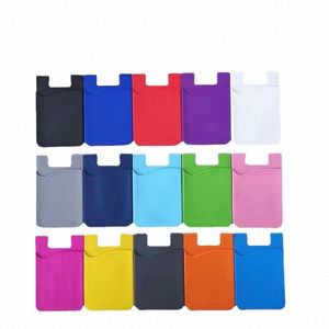 Silices Mobile Phe Back Pocket Women Men Card Holder Case Soft Elastic N-Slip Cell Phe Stick Adhesive Card Holder Wallet B7DK#