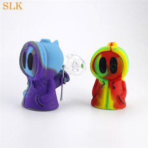 Siliclab gepatenteerde Ghost Bubbler Hookah met siliconen naar beneden stengel en 14 mm glazen kom rookpijpen schattige siliconen bongs waterpijp groothandel