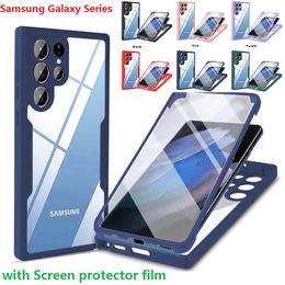 Doble cara para Samsung Galaxy S22 Ultra A54 S21 S23 Plus A14 A02 M02 A02s M02s A04 A04s Funda Protector de pantalla de película Cubierta protectora de parachoques