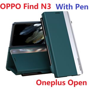Flipboek voor Oneplus Open Case zijkant met pen portemonnee lederen standaardbescherming OPPO Find N3 Cover