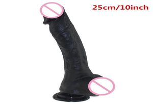 Silicon Grote Zwarte Gigantische Dildo Realistische Masturbator Stimulator Vagina Voor Vrouwen Volwassen Speelgoed Voor Vrouw Sex Shop 25 Cm Y04082507800