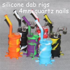 Silicone Rigs Silicone Narguilé Bongs huile de silicium dab plates-formes avec clair 4mm 14mm mâle quartz ongles silicone mini dab plates-formes