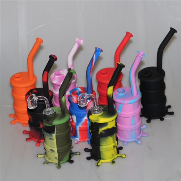 Silicone Hookah Bongs silicone huile dab rigs avec Clear 4mm 14mm mâle quartz clous silicone pipe à eau