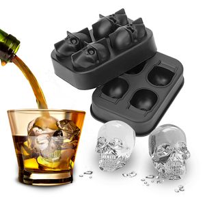 Silicona 3D Skull Ice Cube Tray Mold DIY Ice Maker Uso doméstico Cool Whisky Wine Kitchen Tools Chocolate Pudding Ice Cream Molds CFYL0167