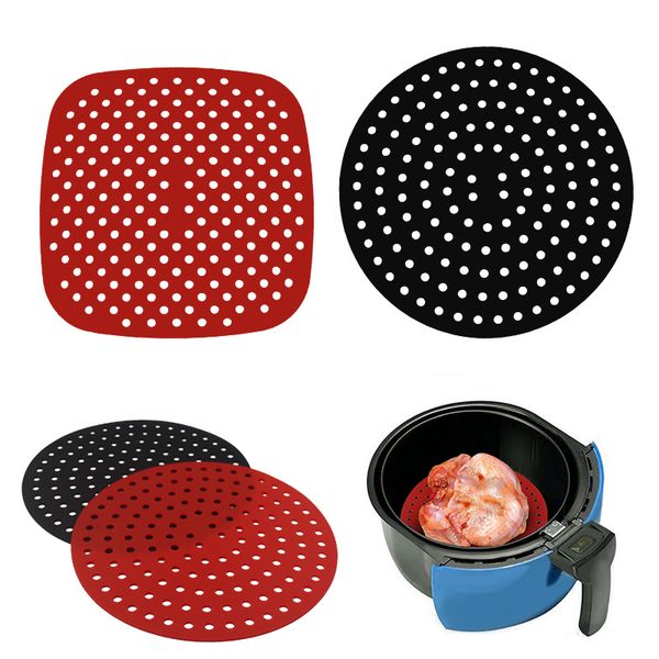 Doublure de friteuse à air en silicone Tapis de cuisson à la vapeur antiadhésif Doublure intérieure de cuisson Tapis de cuisson Ustensiles de cuisine Accessoires Batterie de cuisine écologique W3