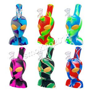 Silicone Alien Water Pipes Hookahs 8.0inches Water Pipes avec bol en verre dab rig fumer accessoire pour la vente en gros