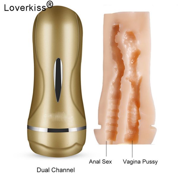 Silicone Vagin Artificiel Vraie Chatte Sucer Masturbateur Masculin Vibrateur Pénis Réaliste Anus Sexe Masterbation Pour Hommes Pénis Pompe Y19061202