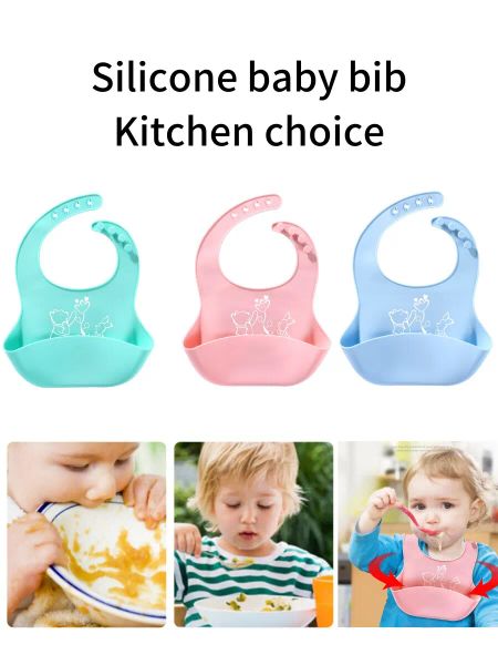 Silicone Baby Bib Food Grade Easy Washable Imperproofing Soft Soft Alimable Creative Metter Matchs Silicone Baby Bib