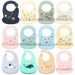 Bavoir en Silicone pour bébé, imperméable, goutte de salive, banane, dessin animé, alimentation du nouveau-né, tabliers comestibles doux, écharpe de rot réglable pour bébé