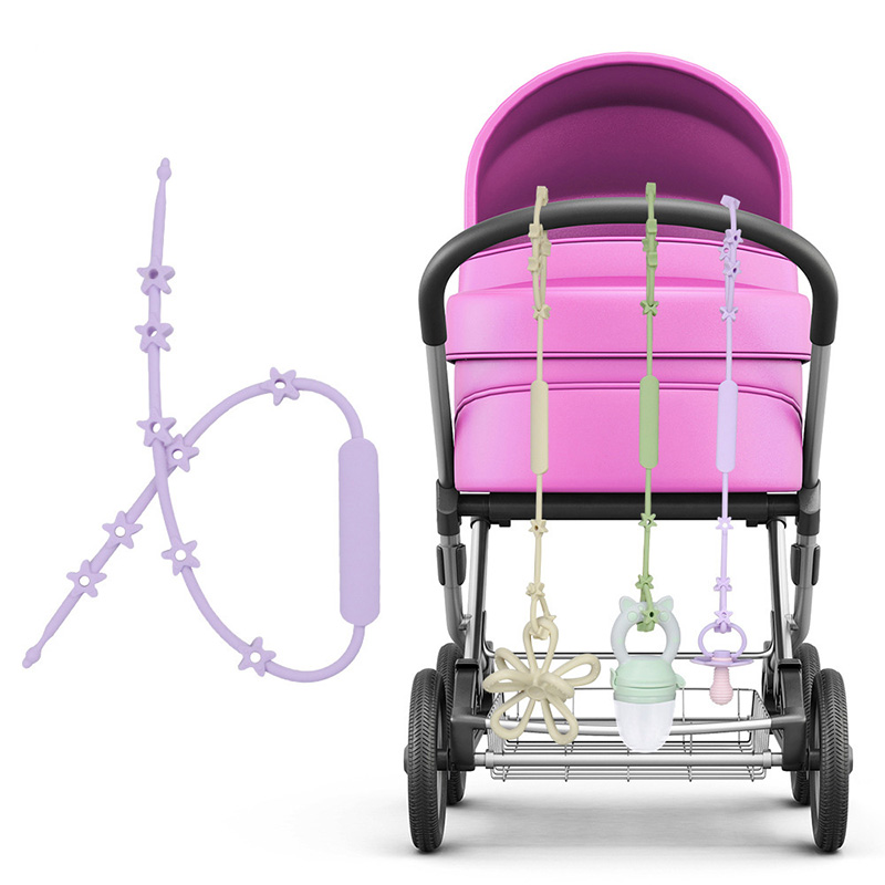 Clip de silicona para chupete de bebé, cadena ajustable con estrella de dibujos animados, soporte para chupete antipérdida, correa de cadena, soporte para pezón ficticio