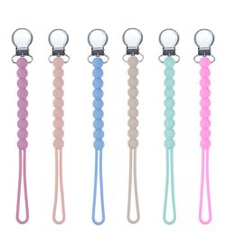 Siliconen Baby Pacifier Holders Clips CLIPS Anti-Drop Chain Soer Theith Teith Bead Teple Holders Infant Chewable Toosty 2636 E3
