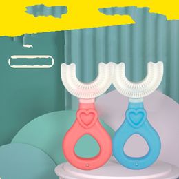 Siliconen baby tandenborstel tanden kinderen 360 graden U-vormige tandenborstels zachte kinderen tanden orale zorg reinigen 20220302 Q2