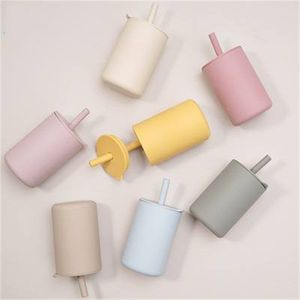 Tazas de agua de silicona para bebés con pajita a prueba de derrames Vaso para beber Taza de entrenamiento para niños pequeños 8 5dr H1