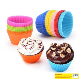 Moule de cuisson en Silicone 7 cm moules à gâteaux antiadhésifs Muffin collations gélatine ustensiles de cuisson revêtement de Cupcake moules de cuisson accessoires de cuisine