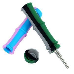 Narguilés silicone bambou type tuyau à main conduites d'eau accessoires pour fumer dab rig narguilé tinanium