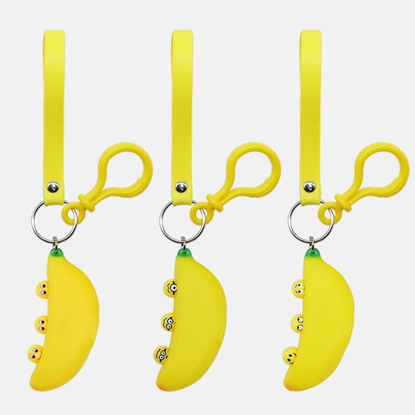 Silicone banane porte-clés porte-clés pendentif mignon sac porte-breloque pour sac de voiture porte-clés accessoires décompression jouets cadeau bijoux porte-clés