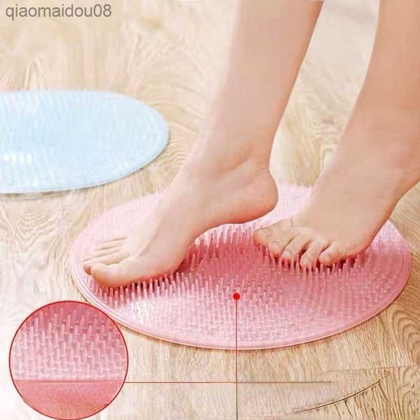 Silicone bain gommage pied lavage brosse anti-dérapant ventouse pied massage douche outil salle de bain tapis de bain pour gommage exfoliant L230704