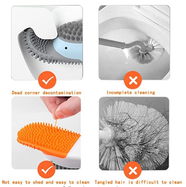 Brosse de toilette de salle de bain en silicone, brosse murale brosse murale flexibles flexibles propres en profonde