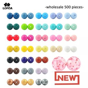 Perge de silicone en gros 500pcs / lot Perles de silicone 12 mm 15 mm Round forme bébé teether Silicone BPA accessoire de dentition DIY gratuit 240403