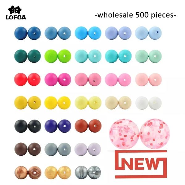 Silicone Bead En Gros 500 pcs/lot Perles De Silicone 12mm 15mm Forme Ronde Bébé Anneau De Dentition En Silicone Sans BPA DIY Accessoire De Dentition 240307