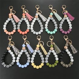 Silicone perlé gland porte-clés mousqueton pendentif porte-clés Bracelet porte-clés pour femmes bijoux accessoires 240315