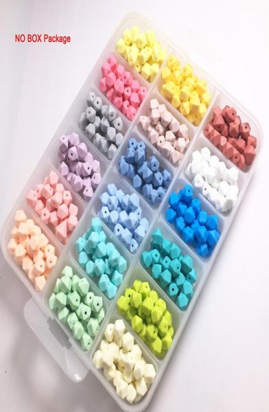 Perles en silicone Hexagon Color Color 100pc bébé teether mini collier de perles hexagone Diy Bracelet Kids Beads8509047
