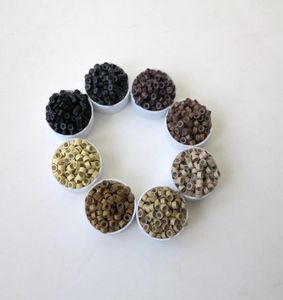 Siliconen kralen Micro -schakelring Beads Feather Stick Haarextensies met MixColored Beads 1000PCS 40 mm20mm20mm1724469