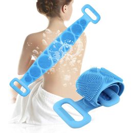 Siliconen Body Scrubber Bad Douche Handdoek Back Cleaning Strap Wash Brush Belt Massage Skin Modder Peeling