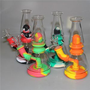 Siliconen Bong Hookahs Pipe Douchekop Percolator Easy Clean Dab Rigs met 4mm Quartz Banger Mini Water Pipes