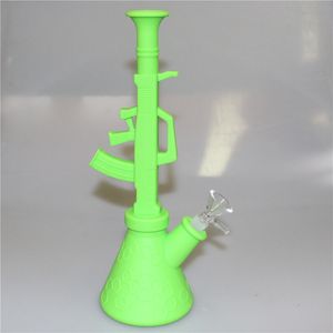 Narguilés de silicone avec bol en verre de couleur Diffuse Fumer portable pliable tuyau d'eau Oil Rig 10 pouces Dab Rigs