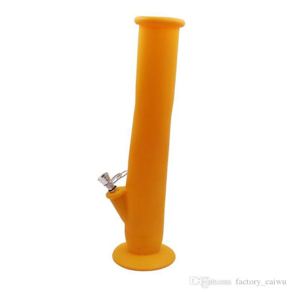 Bang en silicone Narguilés avec tige en métal Diffus coloré Portable pliable Pipe à eau pour fumer OilRig 35cm de haut