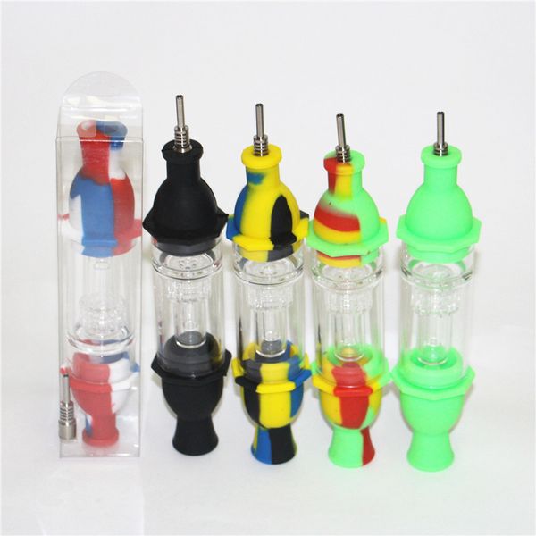 Fumar Silicone Bong Nectar Kit Container Dab Tool Unique Oil Rig Water Pipe con PET Retail Package