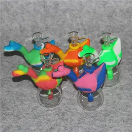Silicone Bong Dab Huile Bubble Bubble Hobeil 10 Mélangez Couleurs non toxiques Platinum Curred Silicone Water Water Free Hookahs Fumer Pipe Nectar