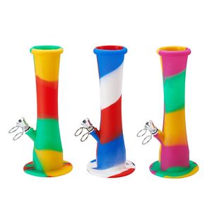 Bong en silicone avec tige en métal Diffus coloré Portable pliable fumer de l'eau bongs 235 mm narguilés