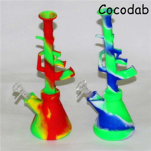 Silicone Bongs Percolateurs Narguilés conduites d'eau en verre shisha narguilé percolateur tubes ensembles avec bol Mini Bong dab rigs