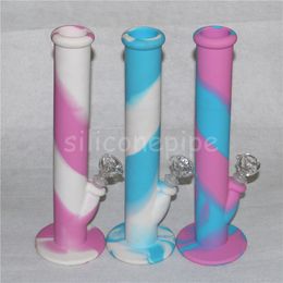 Bangs en silicone avec tige en verre et bol Rig de pipe à eau en silicone avec joint de 14,4 mm bong en verre pipes à fumer DHL