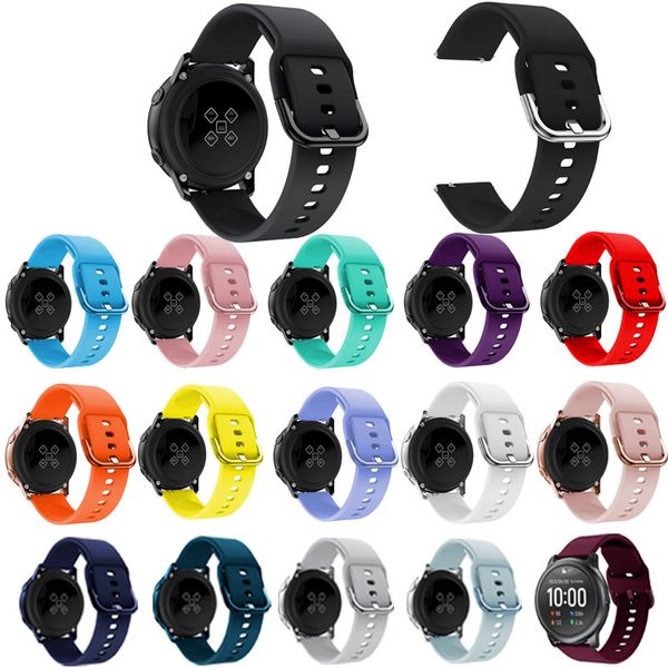 Sangles de bracelet en silicone pour Samsung Galaxy Watch Active 2 Sport Montres intelligentes Bande 22mm 20mm Bandes de remplacement