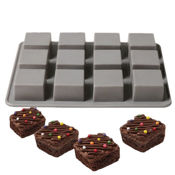 Silicona Brownie Squares Mold Cake Baking Mold 32 * 24.5 * 3 cm Moldes Herramientas para pasteles