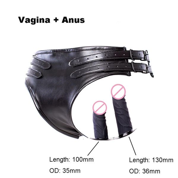 Silicone Butt Anal Plug Culotte Pénis En Cuir Vaginal Gode Pantalon Ceinture De Chasteté SM Bondage Retenue Produit Sexuel Sans Vibrant 240115