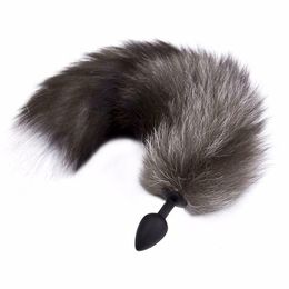 Silicone Butt Plug W / Long Faux Fur Tail Cosplay Anale A879