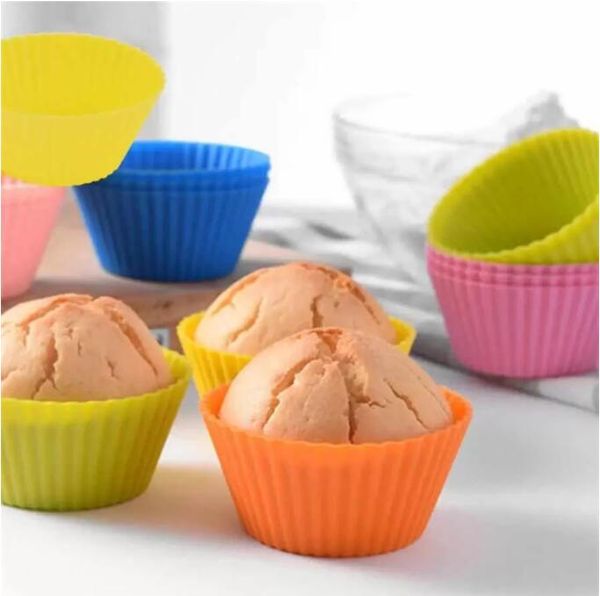 Molde de pastel de silicona Moldes para hornear Forma redonda Muffin Cupcake Moldes Cocina Cocina Para hornear Fabricante DIY Herramientas de decoración C0428