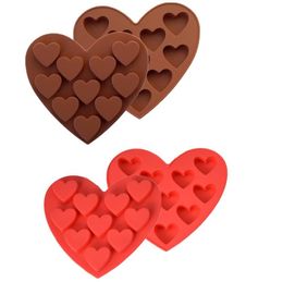 Siliconen cakevorm 10 roosters hartvormige chocoladeschimmel bakken DIY SN4349