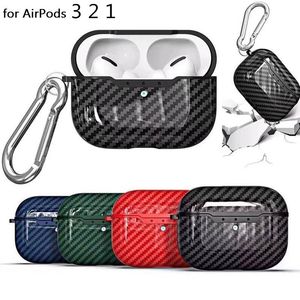 Écouteur de protection de la pochette de texture en fibre de carbone en silicone pour AirPods Pro 3 2 1 Écouteur Bluetooth avec crochet