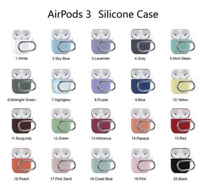 Funda de silicona para Airpods 3 2021, nuevo soporte de anillo de mosquetón portátil, diseño de una pieza, auricular suave, protección de AirPods (3.ª generación)