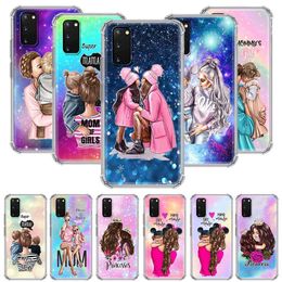 Étui en silicone pour Samsung Galaxy S21 S20 Fe S10 S10e Lite S9 S8 plus S20 Ultra Transparent Airbag Coque Baby Mom Girl