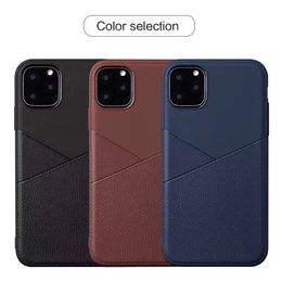 Étuis en silicone Slim Soft TPU Matte Business Leather PU Phone Cover Case pour iPhone 11 12 Pro XR XS MAX 8 7 Plus 6s Samsung A51 A71 A01