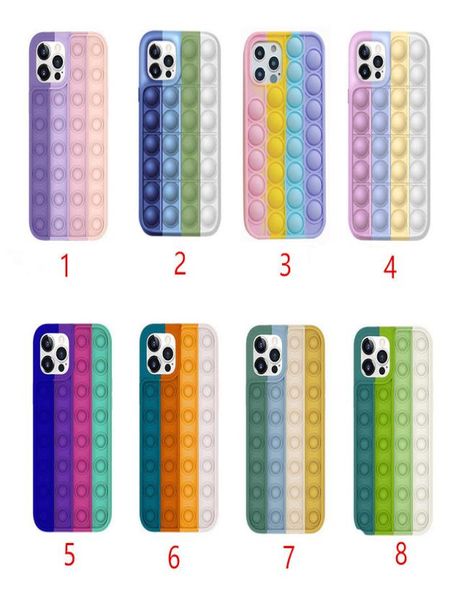 Étuis de téléphone portable en silicone pour iphone 12 mini pro max 11 6 7 8 plus se pop it jouets poussée sensorielle bubble8530377