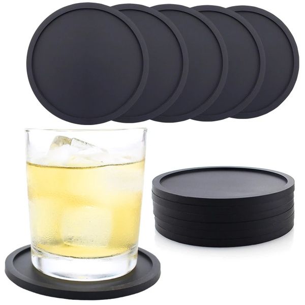 Posavasos de silicona 10 cm Alfombrillas antideslizantes para posavasos Tazas resistentes al calor Mate Soft Mad para protección de mesa Se adapta a vasos de tamaño YFA2994